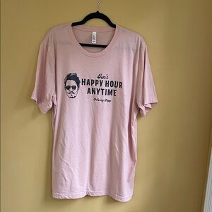 Isn’t Happy Hour Anytime Pink Graphic women’s T-Shirt NWOT